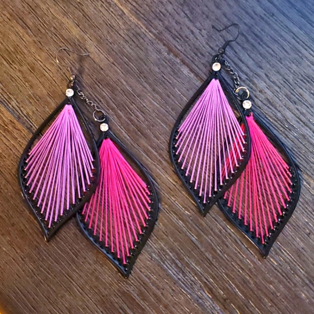 Hot pink & black Dangle Earrings